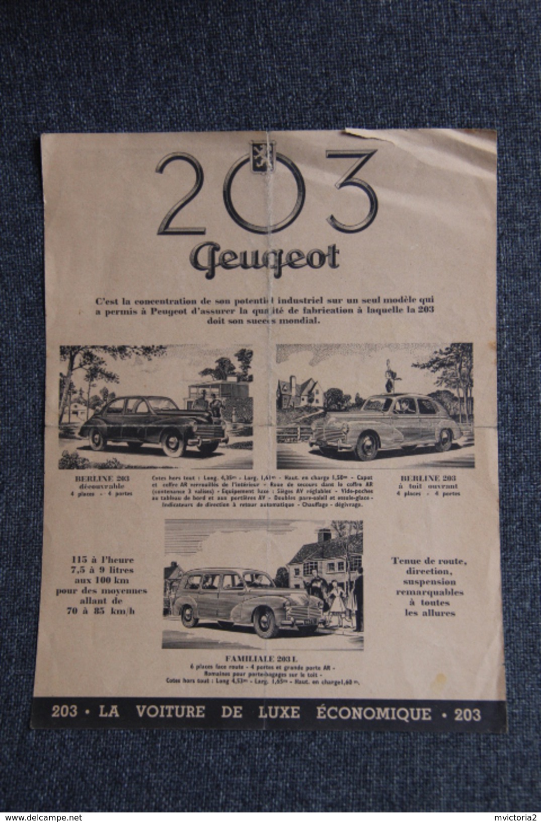 Dépliant Publicitaire Automobile PEUGEOT 203 - Publicités