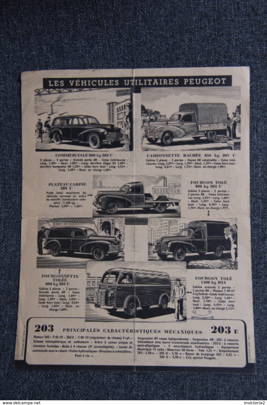 Dépliant Publicitaire Automobile PEUGEOT 203 - Publicités