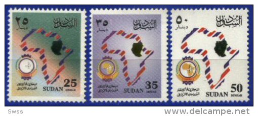 SUDAN, 1998, ANNIVERSARY OF THE UPAP, YV#471-73, MNH - Soudan (1954-...)