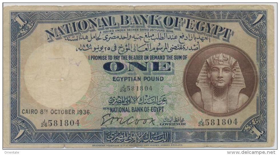 EGYPT  P. 22b 1 P 1936 F/VF - Aegypten