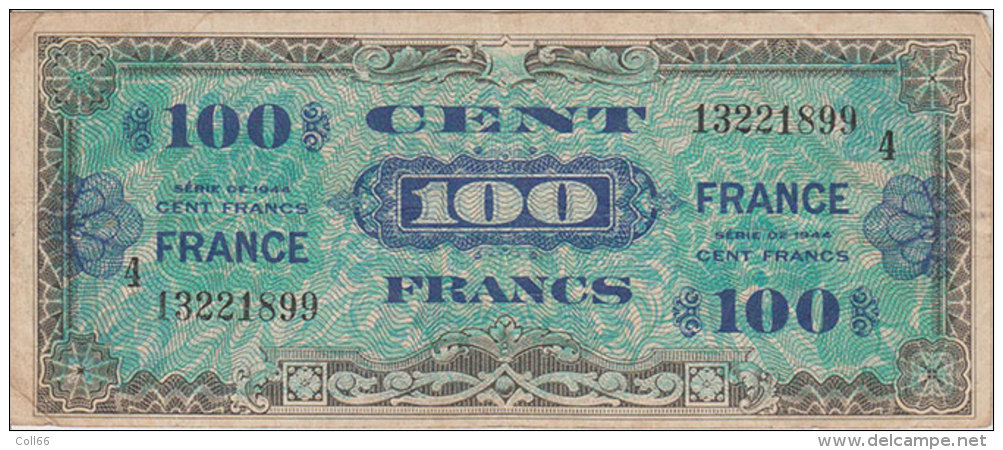 Ww2 - 1944  Billet De 100 Francs De La Libération Usagé Mais Très Propre Scan Recto-verso - 100 F 1942-1944 ''Descartes''