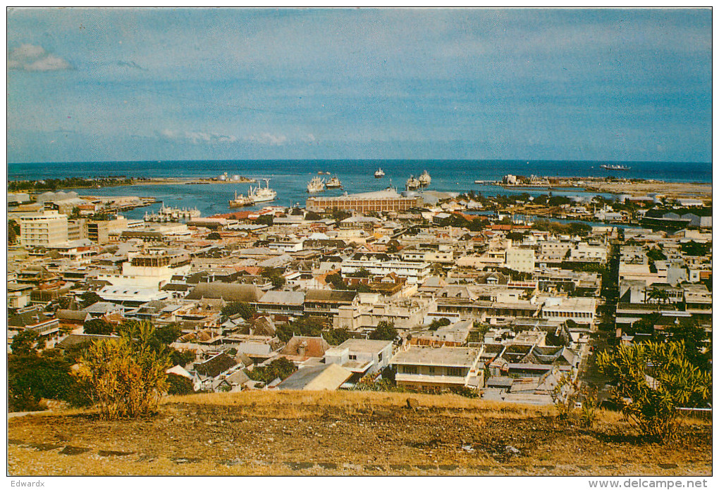 Aerial View, Port Louis, Mauritius Postcard Posted Locally 1968 Stamp - Mauritius