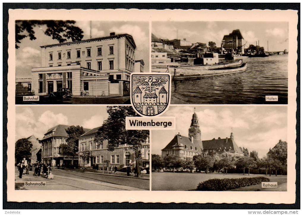 6531 - Alte MBK Ansichtskarte - Wittenberge Bahnhof Rathaus Hafen - DDR 1958 Reichenbach - Wittenberge