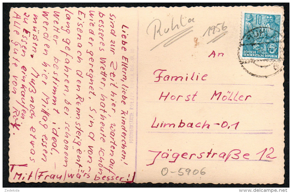 6551 - Alte Foto Ansichtskarte - Ruhla - Rolapp Reg. Nr. 10 - Gel 1956 - Schmalkalden