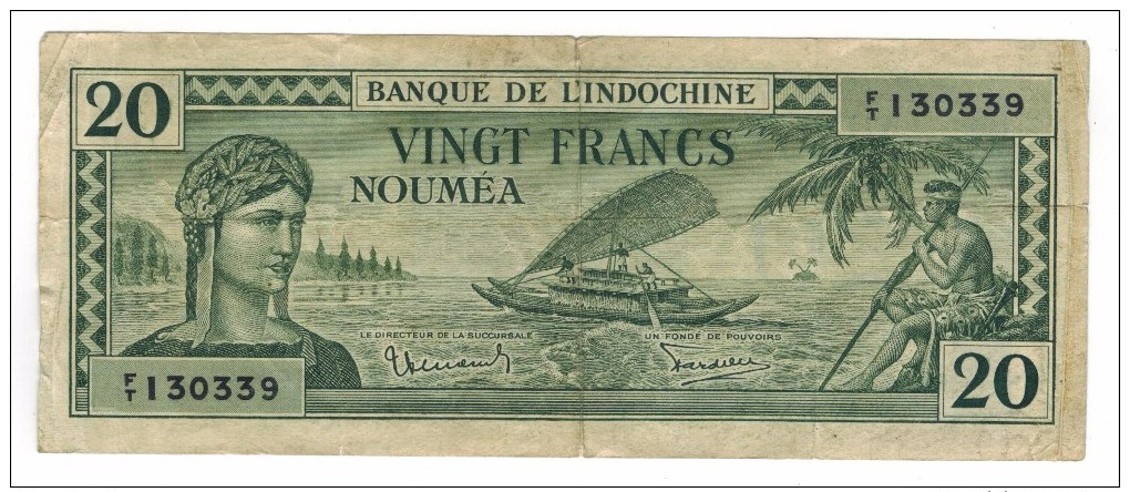 New Caledonia, Noumea, 20 Fr. (1944) . Free Ship. To USA. - Nouméa (Nieuw-Caledonië 1873-1985)