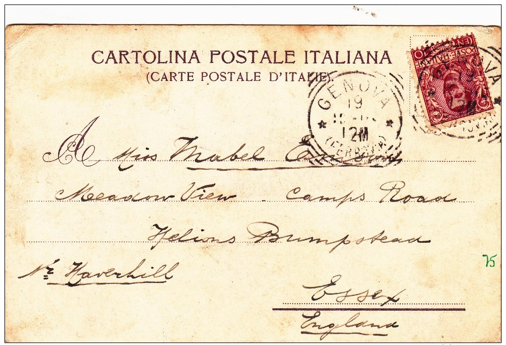 Antique Old Post Card Of Genova,Genoa, Liguria, Italy ,Posted With Stamp,J44. - Genova (Genoa)