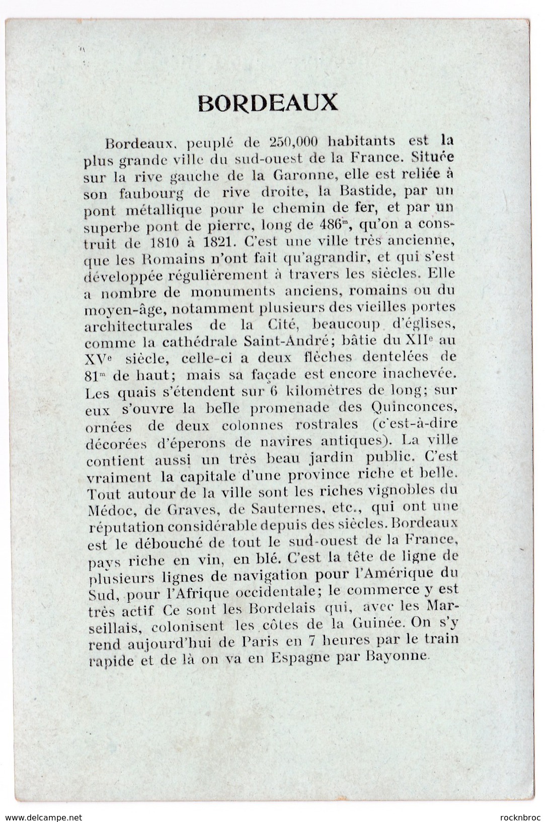 Chromo Fiche Illustrée Collection Hugo D'Alési Chemin De Fer D'Orléans Bordeaux - Géographie