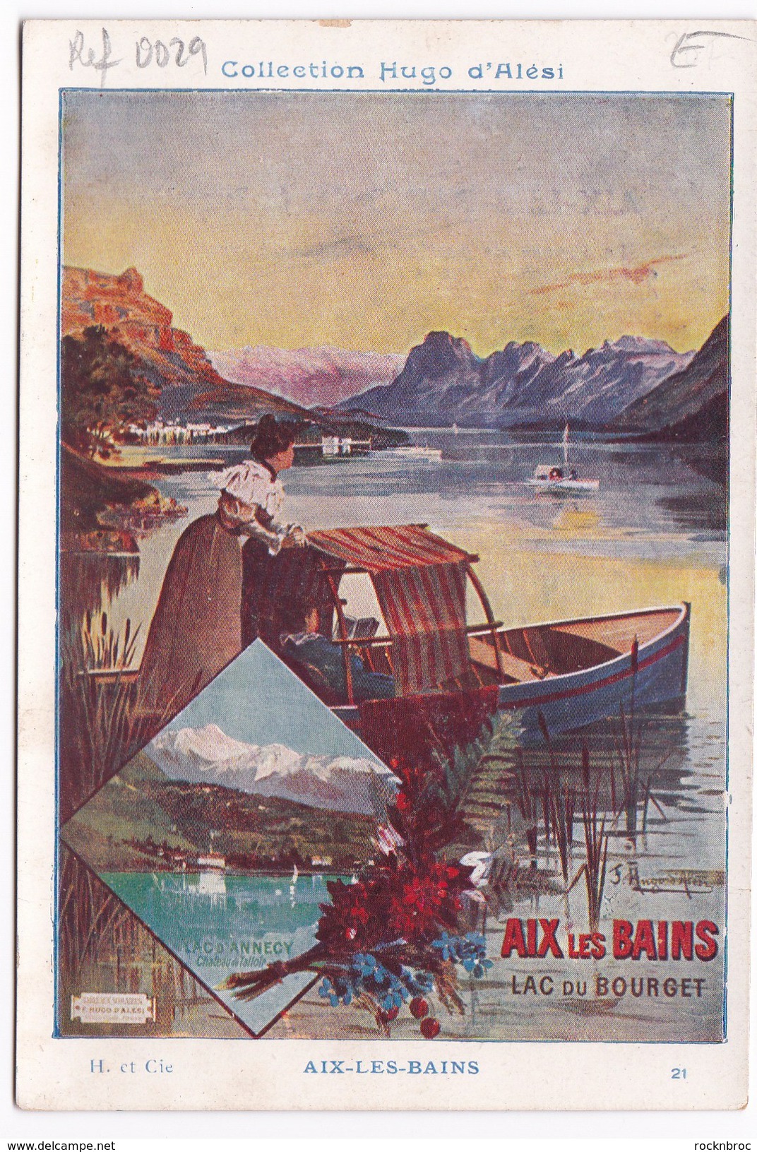 Chromo Fiche Illustrée Collection Hugo D'Alési Aix Les Bains - Lac Du Bourget - Géographie