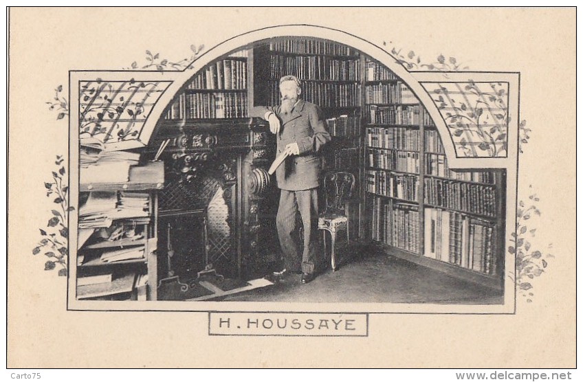 Célébrités -  Henri Houssaye - Journaliste - Historien - Critique Littéraire - Bureau Bibliothèque - Art Nouveau - Ecrivains