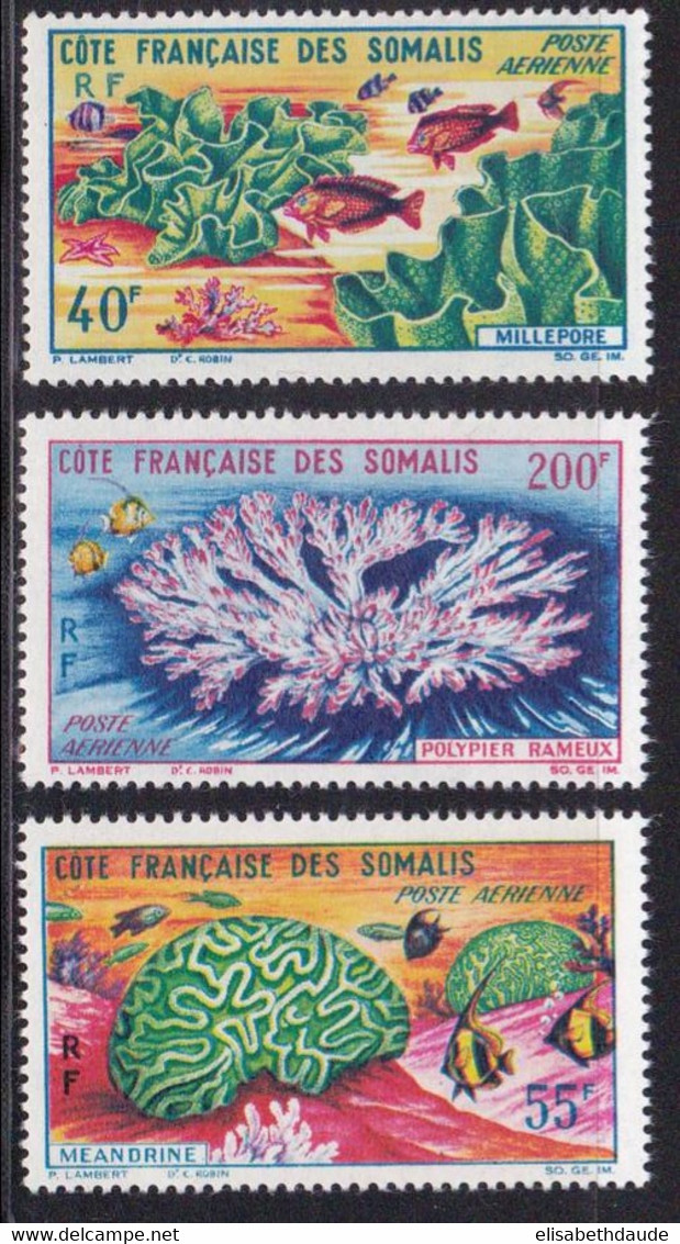 COTE DES SOMALIS - 1963 - POSTE AERIENNE - YVERT N° 34/36 ** MNH - COTE = 31 EUR. - FAUNE MARINE - Nuevos