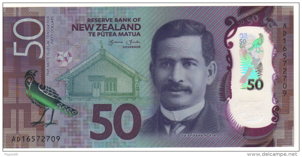 NEW ZEALAND New 50  Dollars  Polimer  "just Issued-very Attractive"  (2016)    UNC - Nieuw-Zeeland