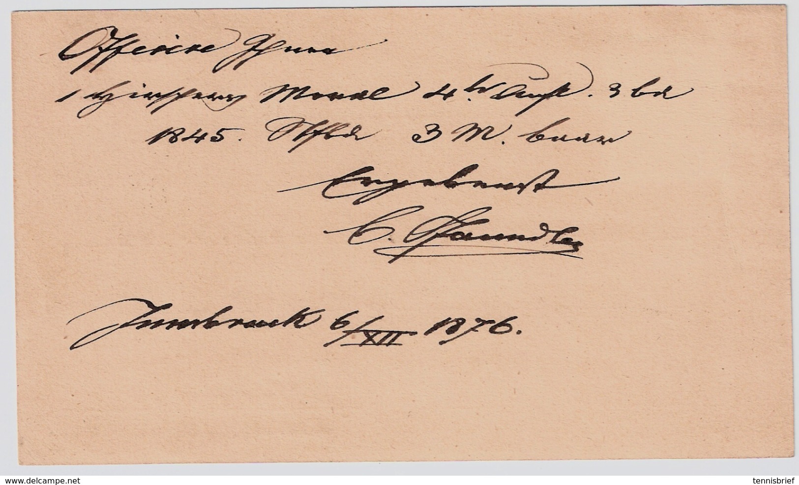 1876, Ausland GA , Klar  " INNSBRUCK "#6160 - Briefe U. Dokumente