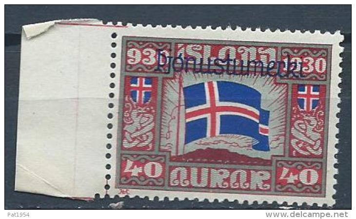 Islande 1930 Service N° 53 Neuf** MNH Millénaire Du Parlement, Cote 24 Euros - Dienstzegels