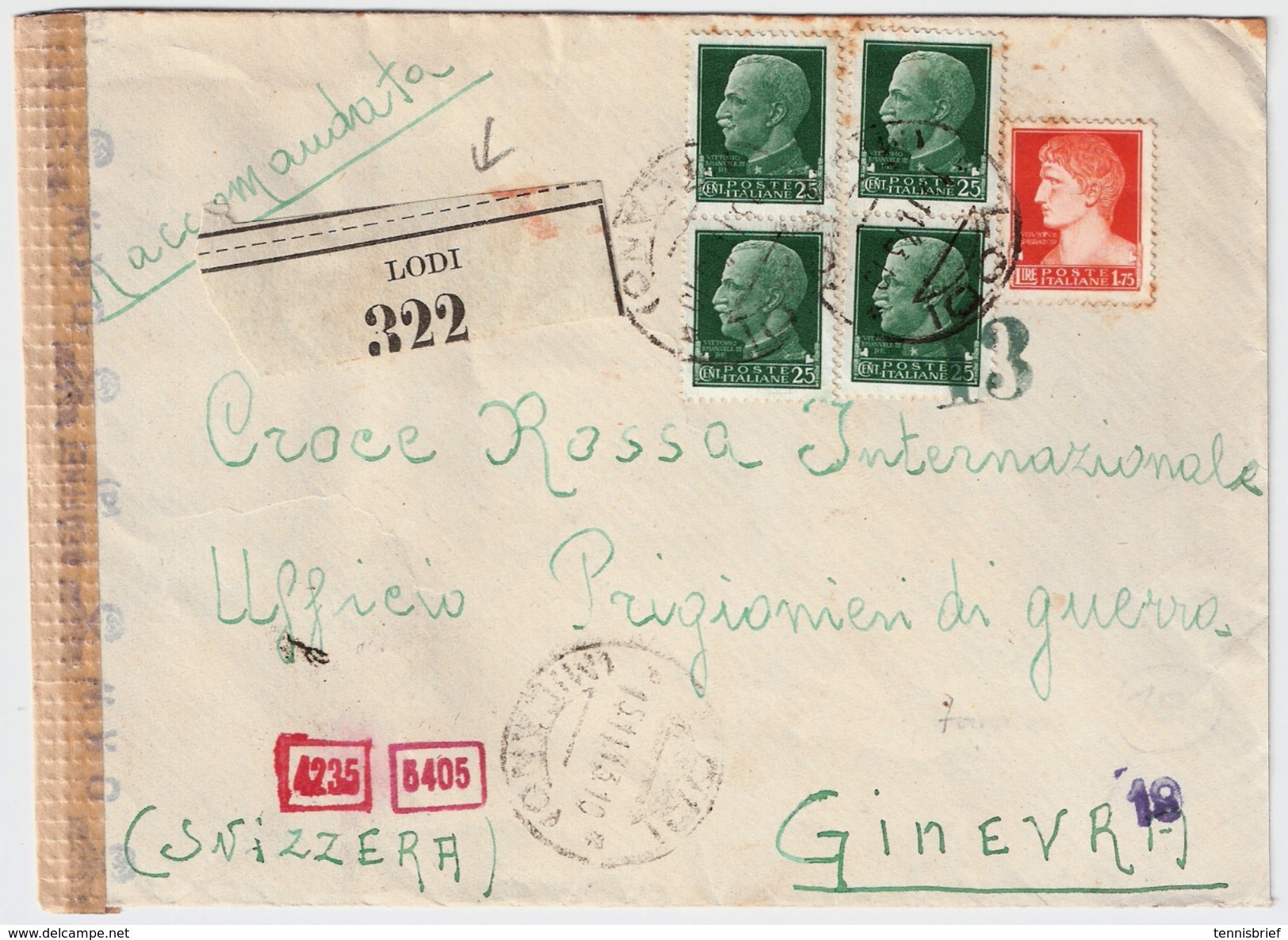 Italia, 1943, Registered, Arrived In 1944! , #6167 - Poststempel