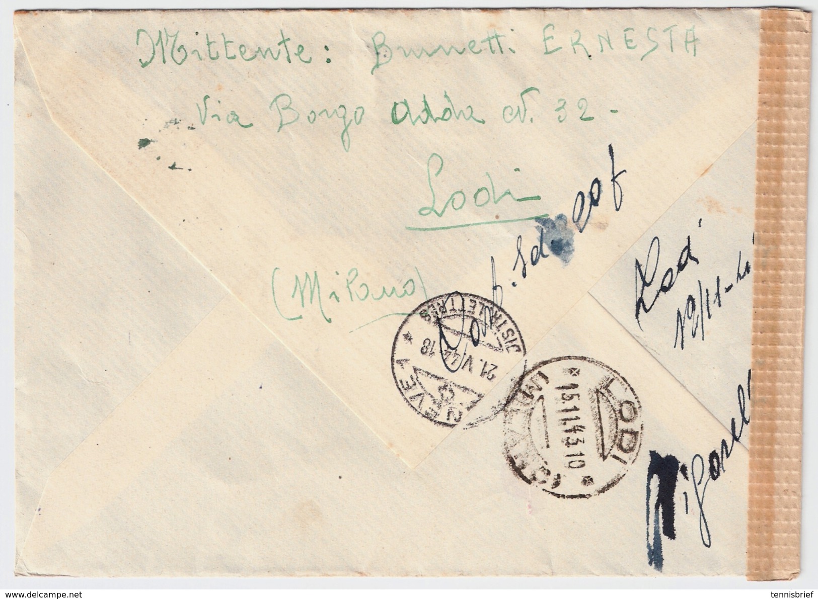 Italia, 1943, Registered, Arrived In 1944! , #6167 - Poststempel