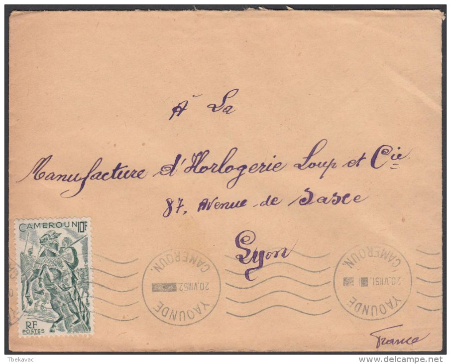 Cameroun 1952, Airmail Cover Younde To Lyon W./postmark "Younde" - Airmail