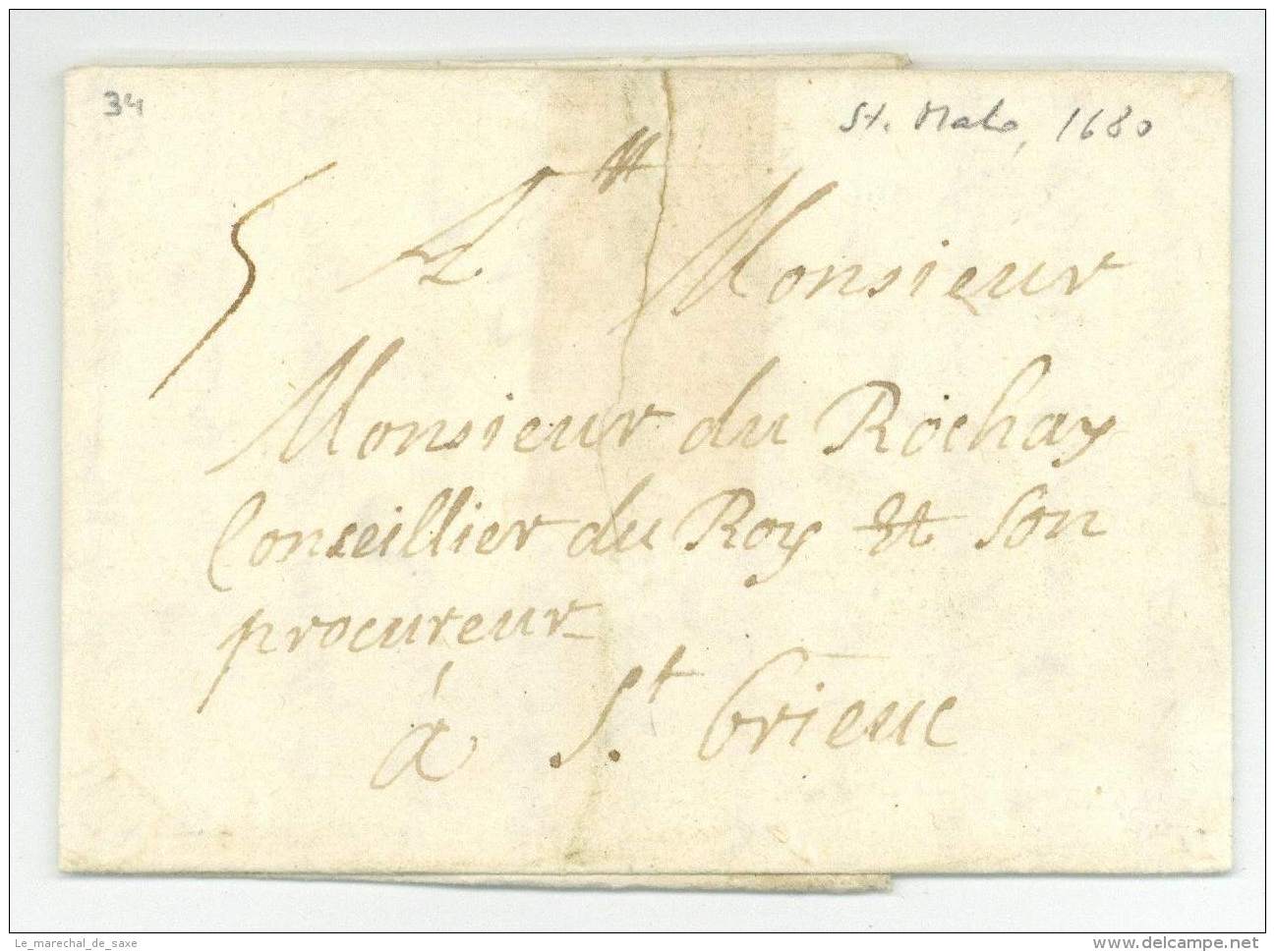 BRETAGNE &ndash; LE GAC DE KERHERVÉ - Pour SAINT-BRIEUC - Morlaix 1680 - Lettre Taxee - ....-1700: Precursors
