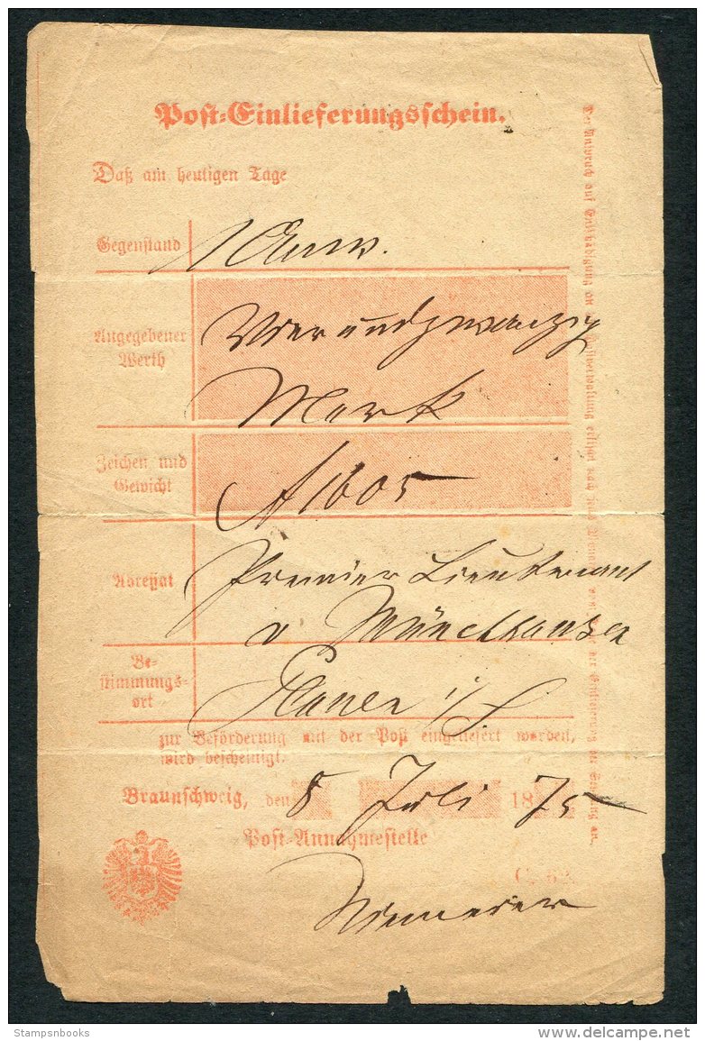1870s Post Office Form X 5 Weinheim, Eichtersheim - Brieven En Documenten
