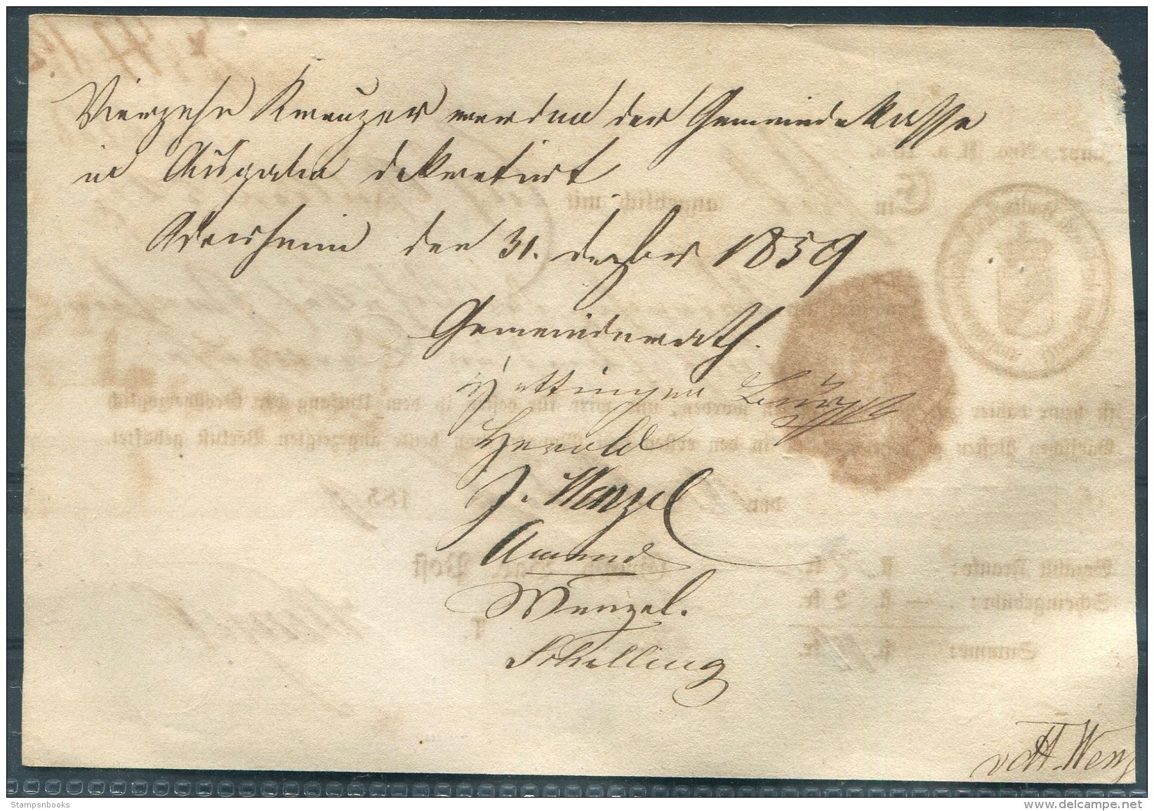 1859 Baden Post Office Receipt Adelsheim - Cartas & Documentos