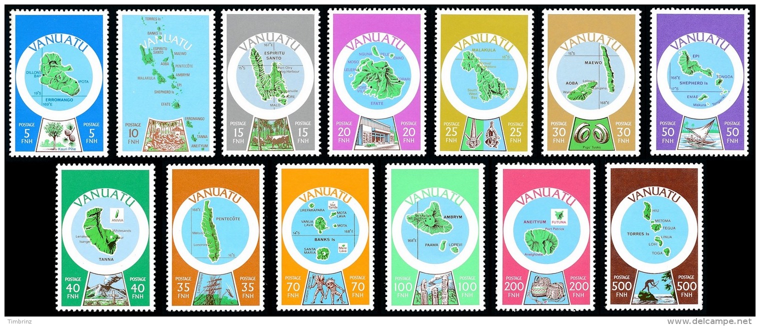 VANUATU 1980 - Yv. 596 à 608 ** TB  Cote= 42,60 EUR - Cartographie Des Iles. Légende Anglaise (13 Val.) ..Réf.AFA22412 - Vanuatu (1980-...)