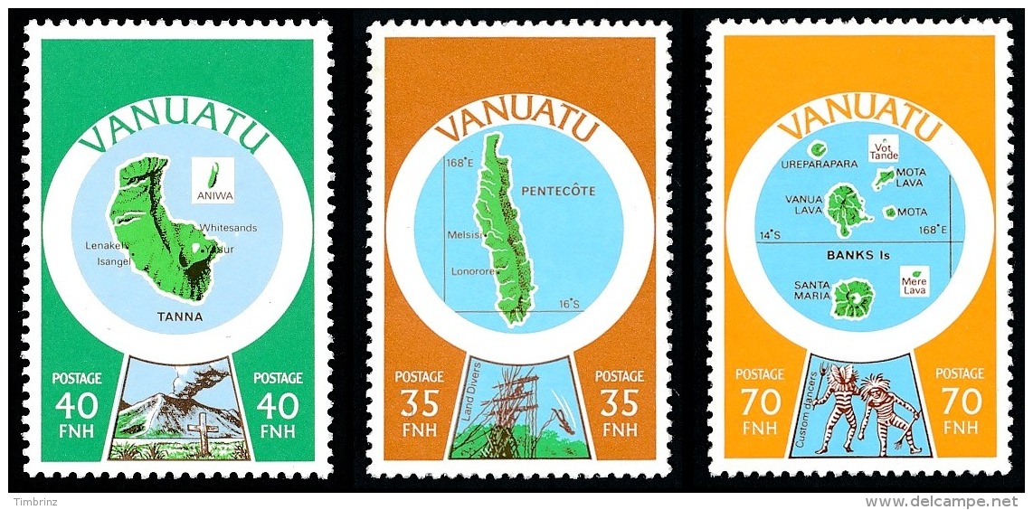 VANUATU 1980 - Yv. 596 à 608 ** TB  Cote= 42,60 EUR - Cartographie Des Iles. Légende Anglaise (13 Val.) ..Réf.AFA22412 - Vanuatu (1980-...)