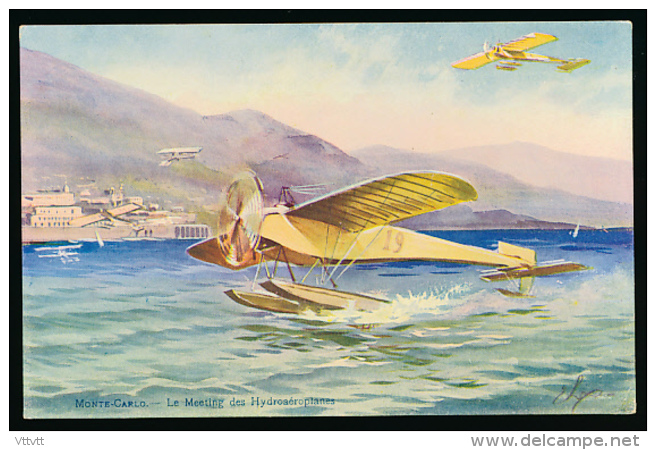 * MONACO, MONTE-CARLO : Le Meeting Des Hydroaéroplanes, 1910, Robaudy, Cannes (non Circulée) - Monte-Carlo