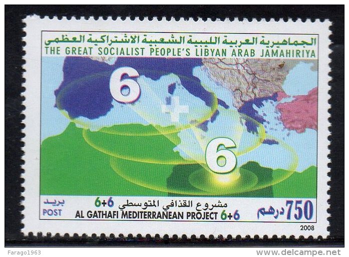 2008 Libya Khadafy 6+6 Mediterannean Complete Set Of 1    MNH - Libya