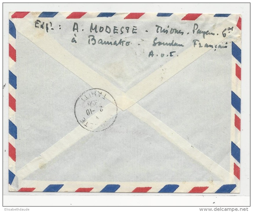 SOUDAN - 1958 - ENVELOPPE RECOMMANDEE Par AVION De BAMAKO Pour PAPEETE (TAHITI) Par 1° VOL FRANCE-POLYNESIE - Cartas & Documentos