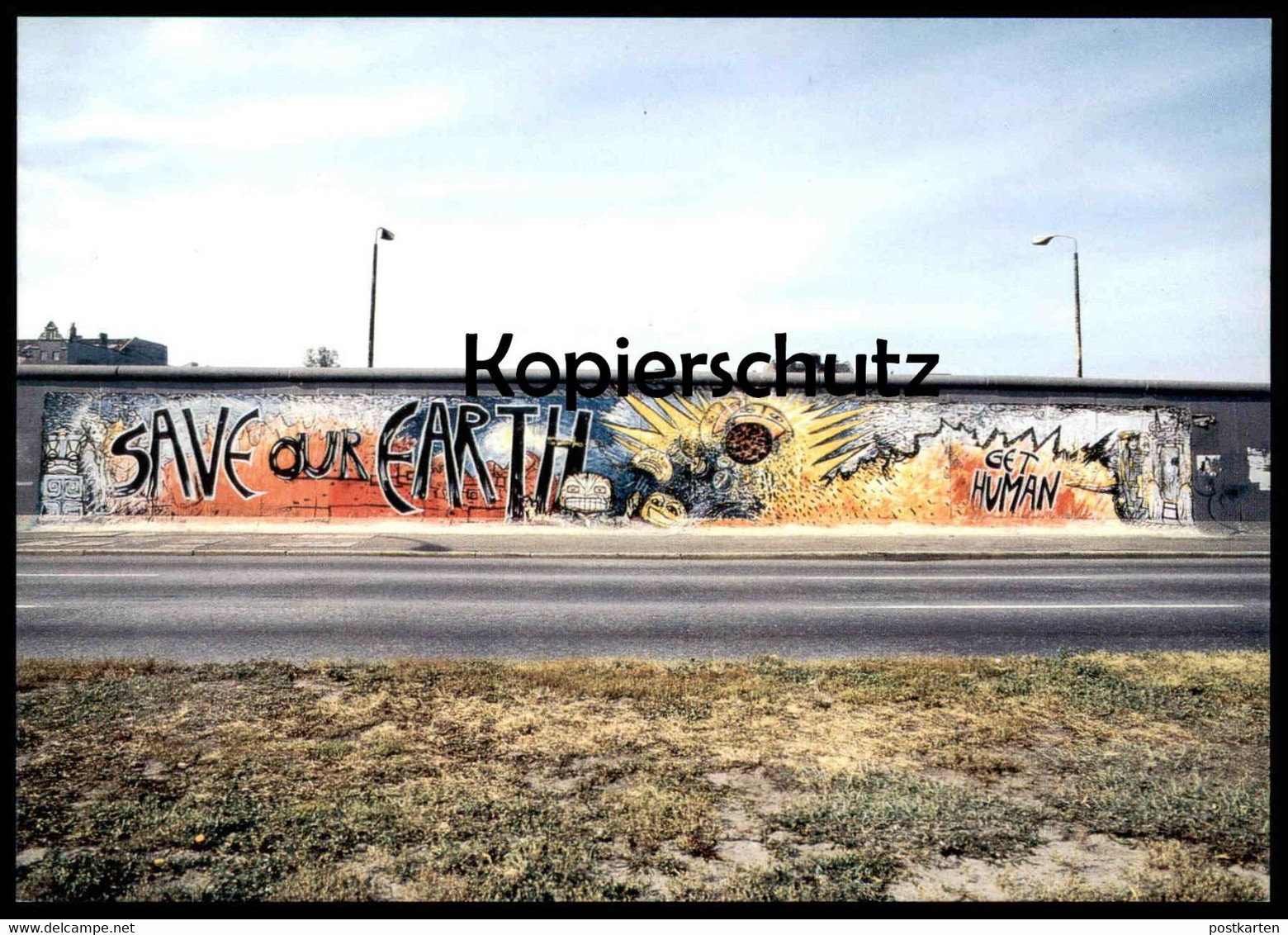 ÄLTERE POSTKARTE BERLIN INDIANO SAVE OUR EARTH GET HUMAN BERLINER MAUER THE WALL LE MUR ART Postcard AK Ansichtskarte - Berliner Mauer