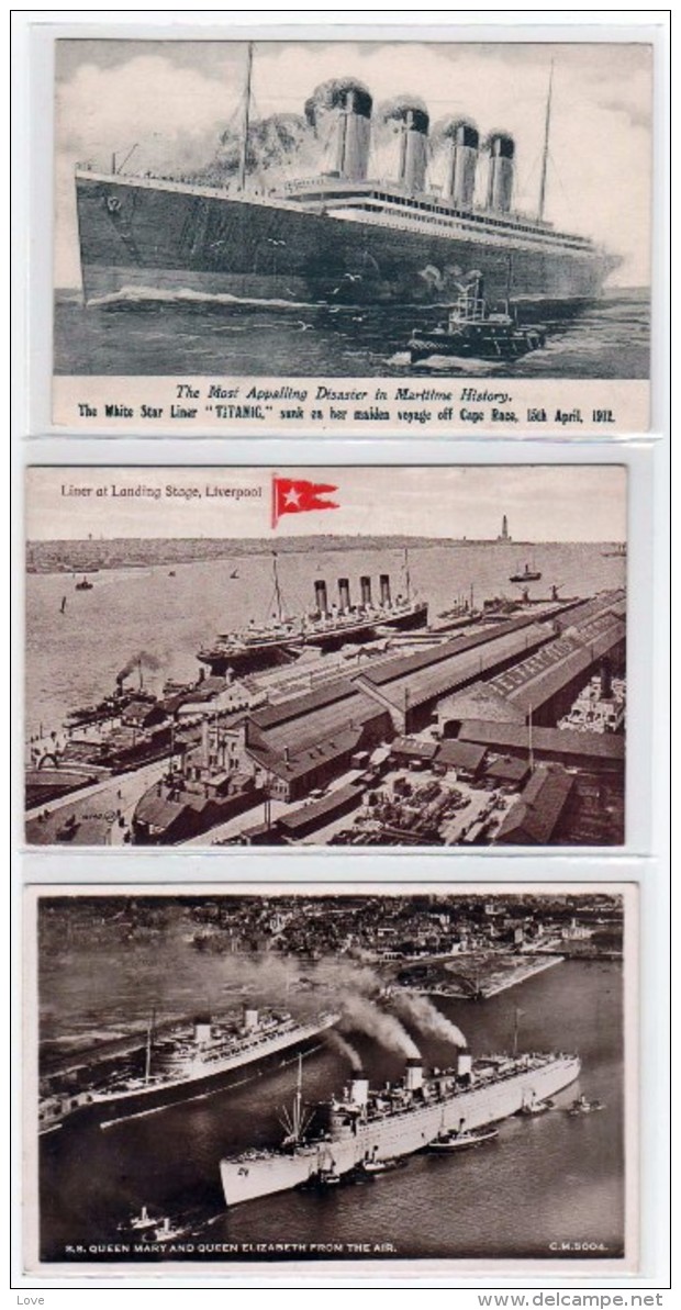 RARE Lot De 5 Cartes Concernant Les Paquebots "White Star Line" Dont Le Rare TITANIC. - Paquebots