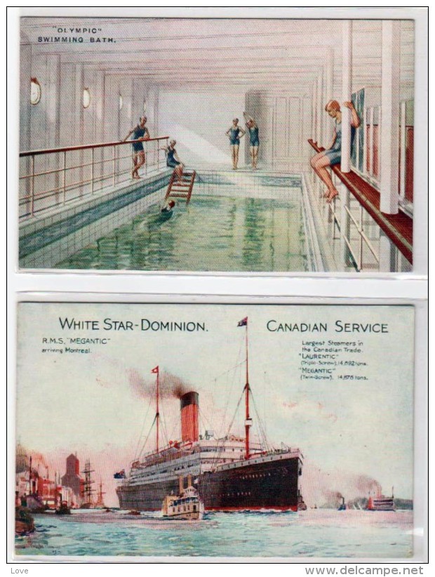 RARE Lot De 5 Cartes Concernant Les Paquebots "White Star Line" Dont Le Rare TITANIC. - Paquebots