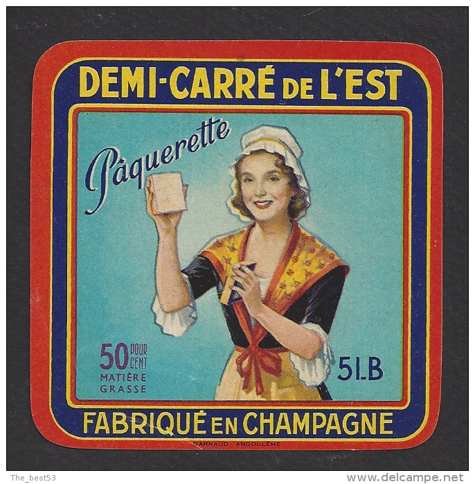 Etiquette De Fromage Demi Carré De L'Est  -  Pâquerette  -   SAFR  à  Courtisols  (51 B) - Käse