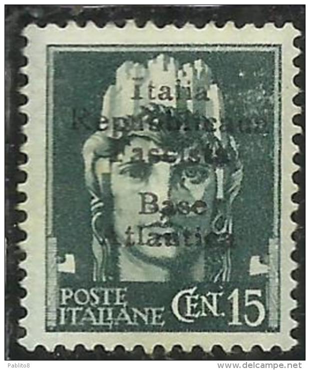 BASE ATLANTICA 1944  SOPRASTAMPATO D'ITALIA ITALY OVERPRINTED CENT. 15c MLH CERTIFICATO - Emissions Locales/autonomes