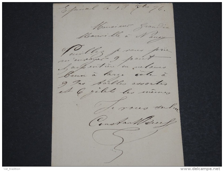 FRANCE  - Carte Précurseur De Épinal Pour Nancy En 1877 , Affranchissement Sage - A Voir - L  3362 - Vorläufer