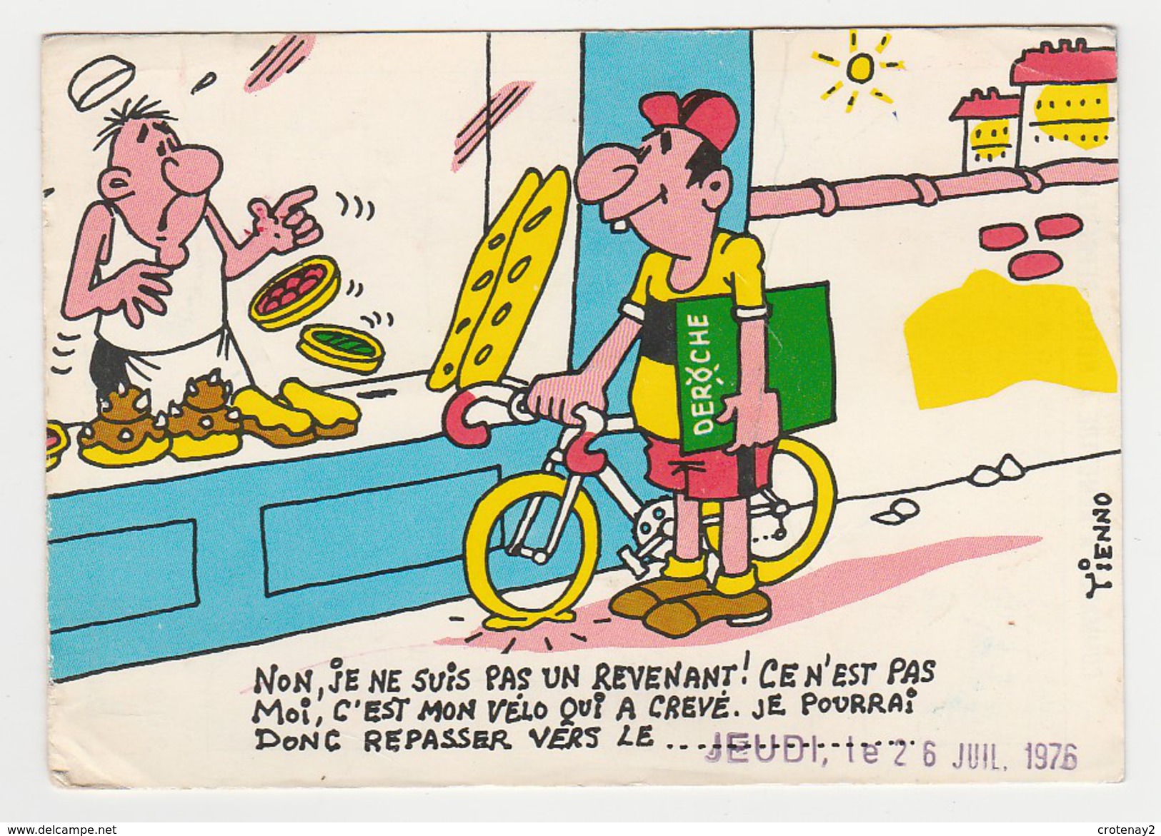 94 Charenton VOIR DOS Carte De Commande Ets DEROCHE Avec Dessin Cycliste Boulangerie Humour Illustrateur Tienno En 1976 - Cannes