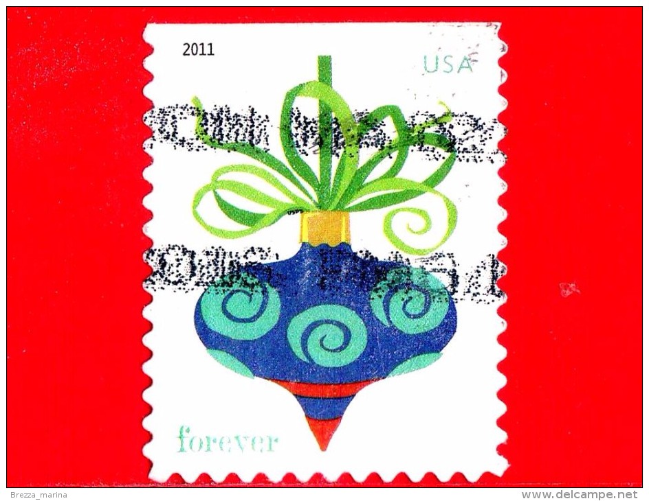 U.S. - USA - STATI UNITI - Usato - 2011 - Natale - Vacanze - Holiday Baubles - Blue Spiral - Forever - Initial Value 44 - Gebraucht
