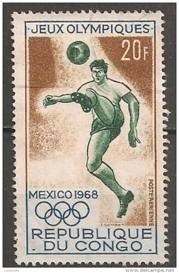 Timbres - Afrique - Congo Brazzaville - Poste Aérienne - 1968 - 20 F - Sport - Foot - Mexico 1968 - - Oblitérés