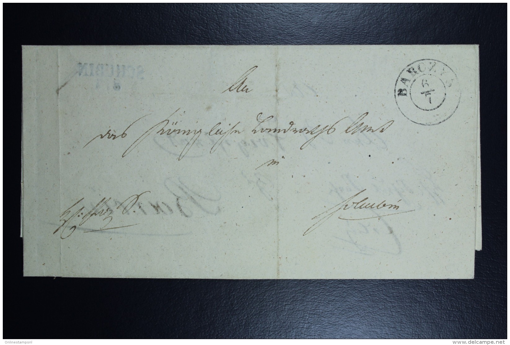 Poland: 1857 Double Line Date Stamp Barczyn To Schubin And Returned From Schubin To Barczin On Back - ...-1860 Prephilately