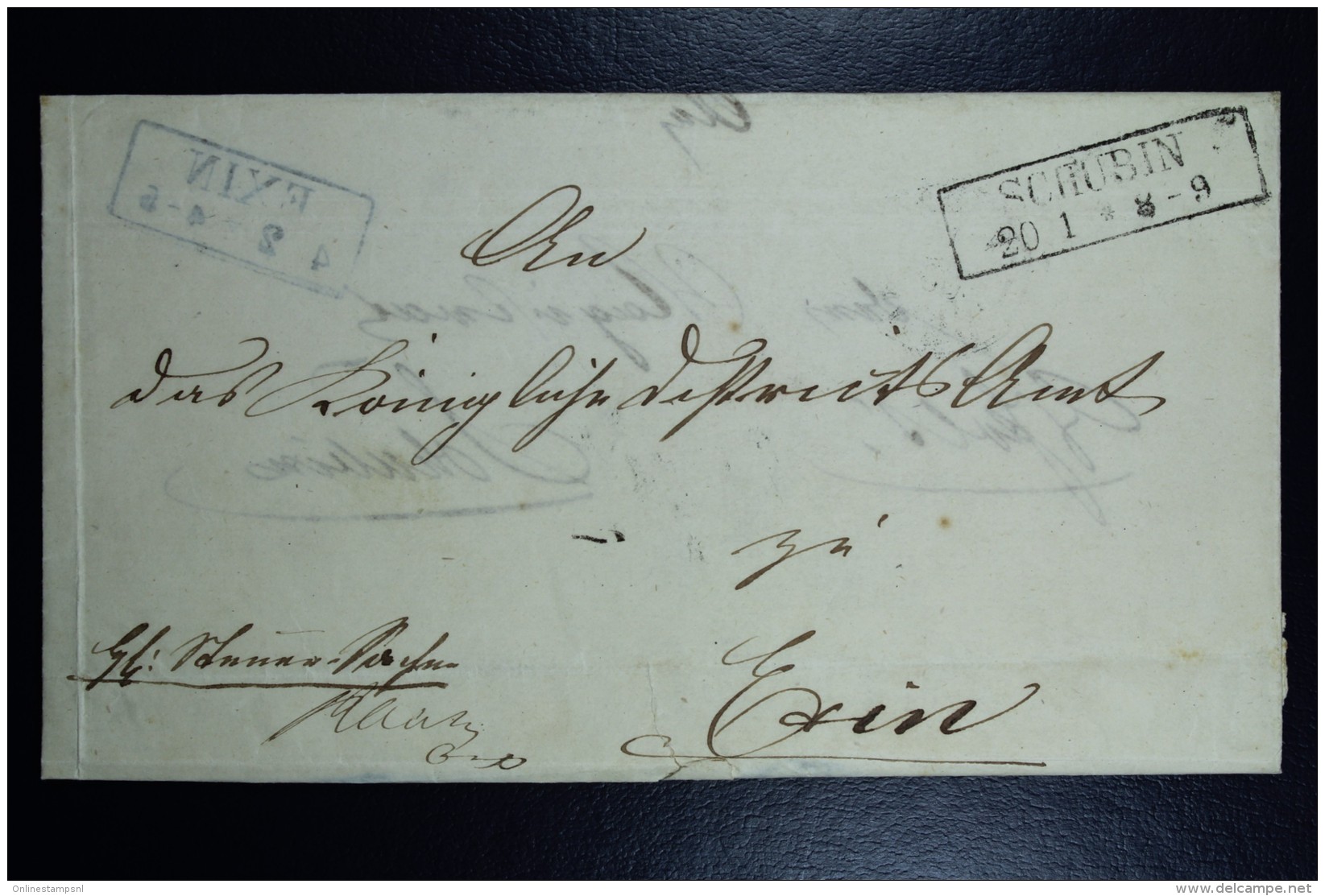 Poland: 1864 Letter Schubin Szubin In Box To Exin Kcynia Later Used Reversed As Cover From Exin Boxed See Text - ...-1860 Vorphilatelie