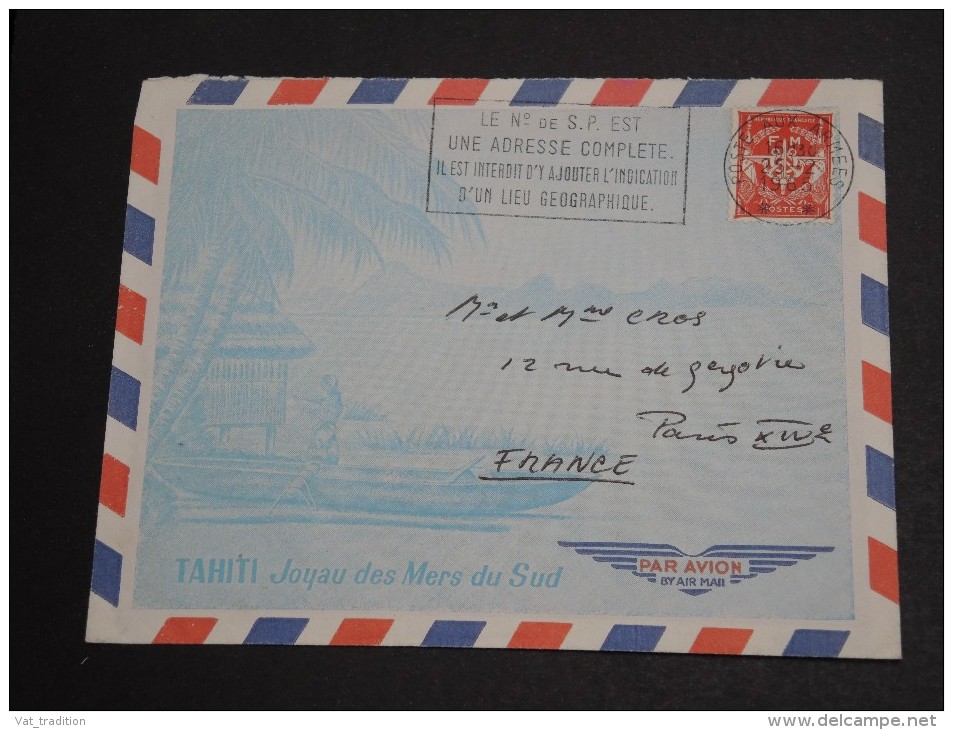 FRANCE - Enveloppe Illustrée Tahiti , Obl. Poste Aux Armées En 1965 Pour La France - A Voir - L  3386 - Cachets Militaires A Partir De 1900 (hors Guerres)