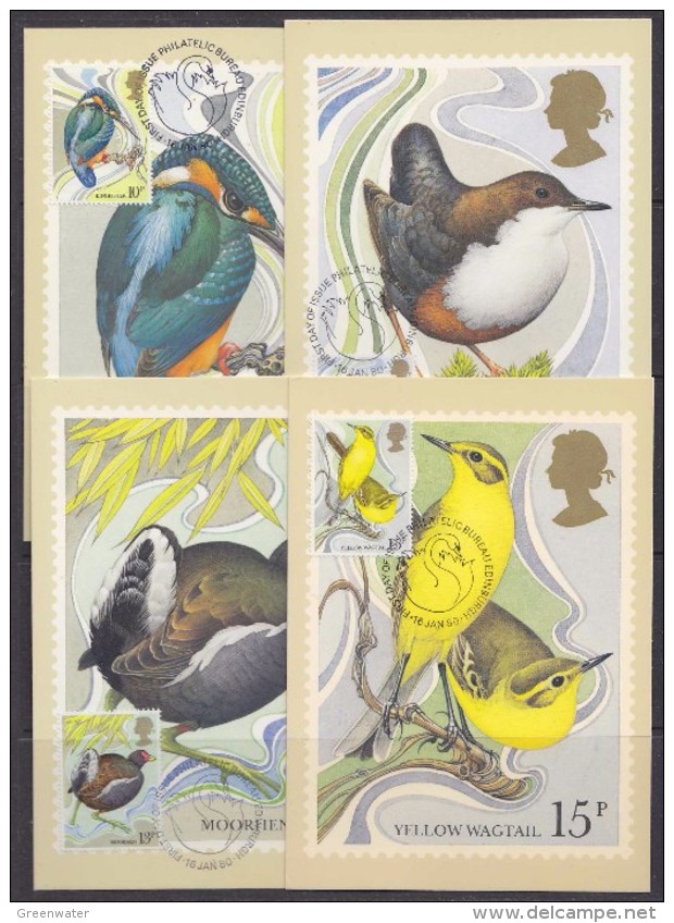 Great Britain 1980 Wild Birds 4v 4 Maxicards (32421) - Maximumkaarten
