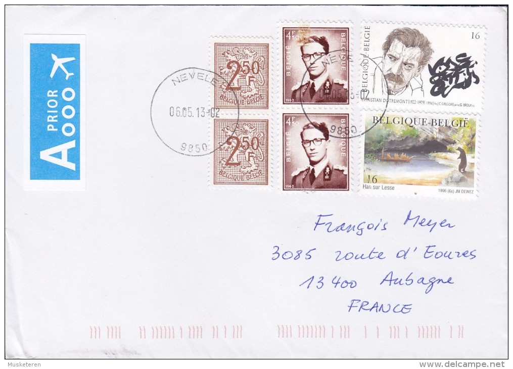 Belgium NEVELE 2013 Cover Lettre AUBAGNE France Christian Dotremont  Han Sur Lesse 2x 2,50 Fr., 2x 4,50 Fr. - Briefe U. Dokumente