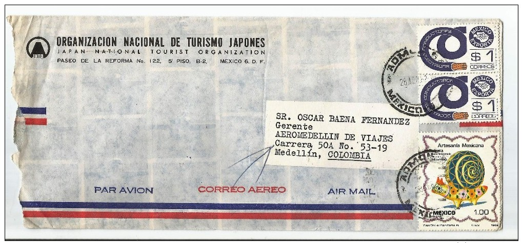 MEXICO CORREO AÉREO. 1982 -  CARTA COMERCIAL VOLADA DESDE MEXICO A COLOMBIA - Mexico