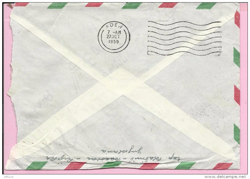 Airmail / Par Avion, Bakarac-Aden, 1959., Yugoslavia, Letter - Aéreo