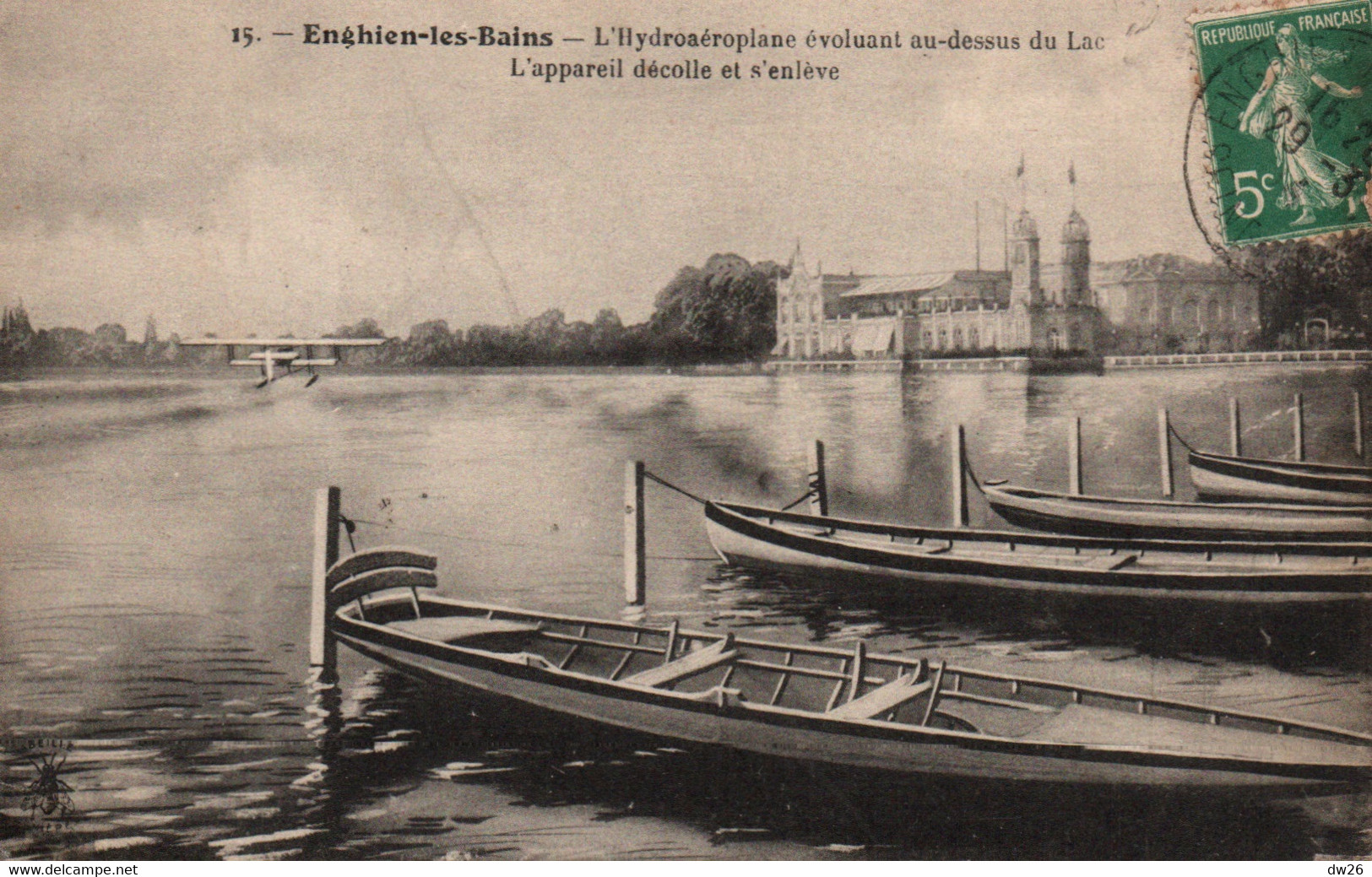 Enghien-les-Bains - L'Hydroaéroplane évoluant Au-dessus Du Lac - L'appareil Décolle Et S'élève - Carte L'Abeille - ....-1914: Précurseurs