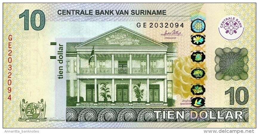 SURINAME 10 DOLLARS 2010 P-163a UNC [SR546a] - Surinam