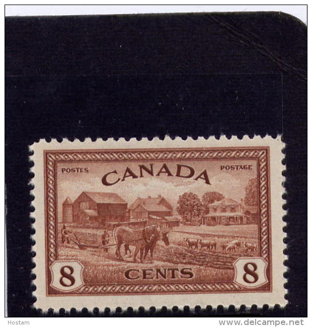 CANADA, 1946,  # 268, K G V1  PEACE ISSUE; EASTERN FARM SCENE SINGLE  M Hinged Gum Damaged - Neufs