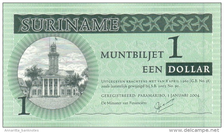 SURINAME 1 DOLLAR 2004 P-155a UNC  [SR155a] - Surinam