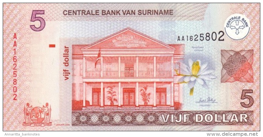SURINAME 5 DOLLARS 2004 P-157a UNC [SR540a] - Suriname