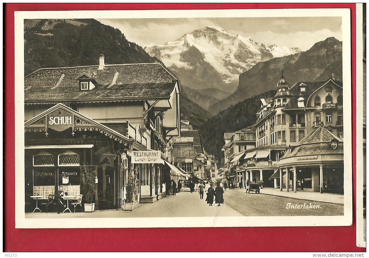 HBM-13 Interlaken. Hauptstrasse. Rstaurant. Schuh. Gelaufen In 1908 - Interlaken